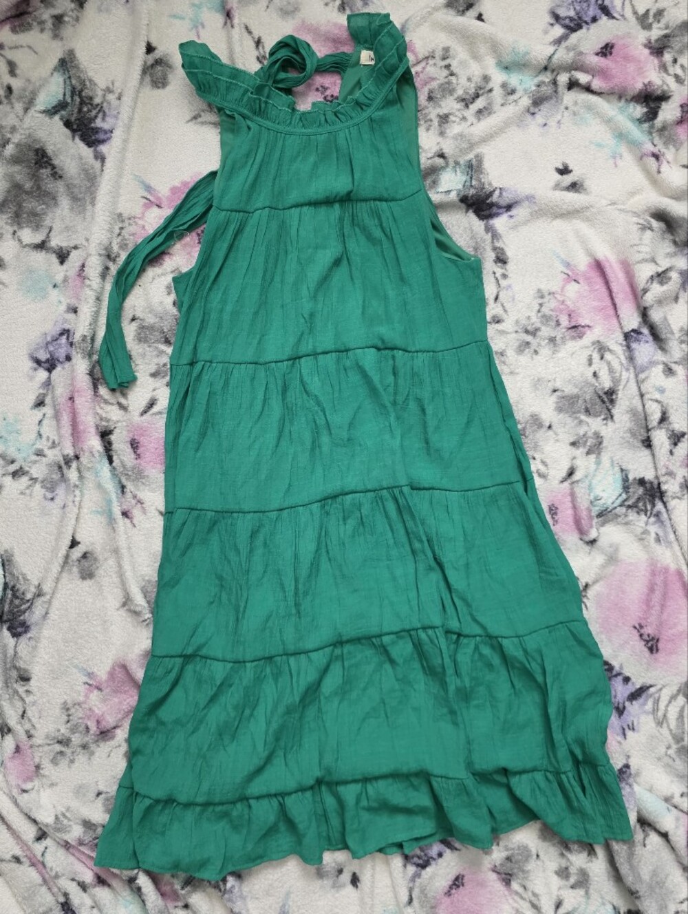 indigo soul Green Ruffled Midi Dress